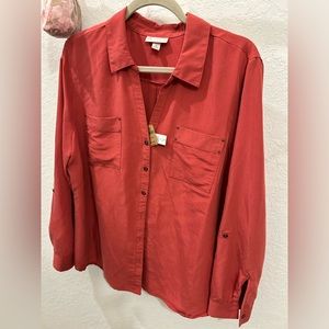 NWT CB Women’s Long sleeves in Reddish/ Orange Color Size XL ( foldable sleeves)